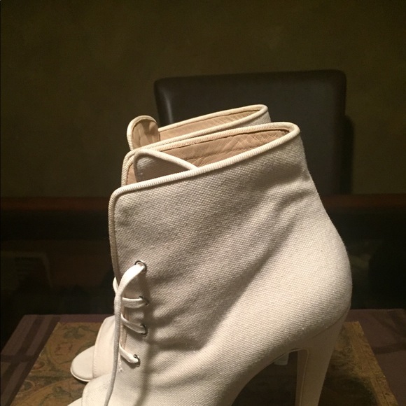 COPY - Off-White Canvas Leather Sole Sneaker Boots - Picture 3 of 5
